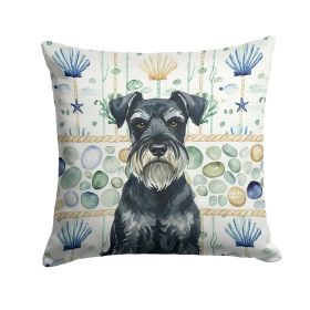 Standard Schnauzer Coastal Sea Glass Throw Pillow Decorative Indoor Outdoor Accent Cushion for Couch, Bed or Patio, 18Hx18W
