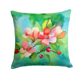 Arkansas Apple Blossom in Watercolor Throw Pillow Machine Washable, Indoor Outdoor Decorative Pillow for Couch, Bed or Patio, 14Hx14W