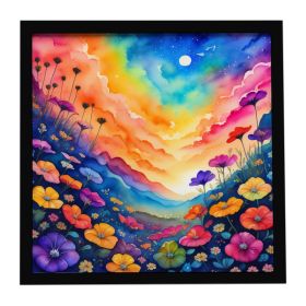 Colorful Petunias Framed Metal Print Bathroom, Kitchen, Office, Home Decor Wall Art Ready to Hang, Square, 8X8