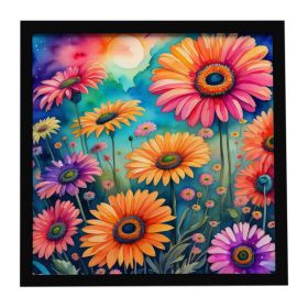 Colorful Gerbera Daisies Framed Metal Print Bathroom, Kitchen, Office, Home Decor Wall Art Ready to Hang, Square, 8X8