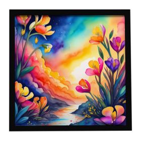 Colorful Freesia Framed Metal Print Bathroom, Kitchen, Office, Home Decor Wall Art Ready to Hang, Square, 8X8