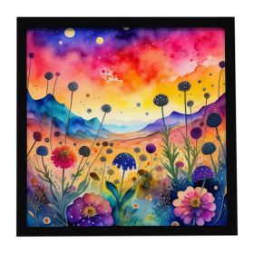 Colorful Scabiosa Framed Metal Print Bathroom, Kitchen, Office, Home Decor Wall Art Ready to Hang, Square, 8X8