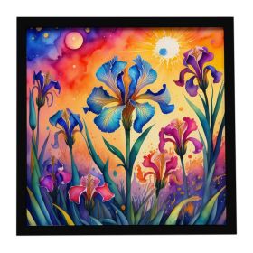 Colorful Iris Framed Metal Print Bathroom, Kitchen, Office, Home Decor Wall Art Ready to Hang, Square, 8X8