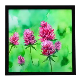 Vermont Red Clover in Watercolor Framed Metal Print Bathroom, Kitchen, Office, Home Decor Wall Art Ready to Hang, Square, 8X8
