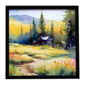 Montana Bitterroot in Watercolor Framed Metal Print Bathroom, Kitchen, Office, Home Decor Wall Art Ready to Hang, Square, 8X8