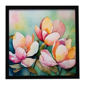 Mississippi Magnolia in Watercolor Framed Metal Print Bathroom, Kitchen, Office, Home Decor Wall Art Ready to Hang, Square, 8X8