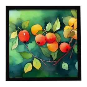 Missouri Hawthorns in Watercolor Framed Metal Print Bathroom, Kitchen, Office, Home Decor Wall Art Ready to Hang, Square, 8X8