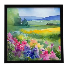 Massachusetts Mayflowers in Watercolor Framed Metal Print Bathroom, Kitchen, Office, Home Decor Wall Art Ready to Hang, Square, 8X8