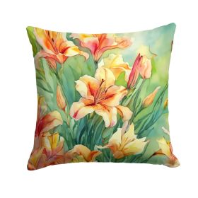 Utah Sego Lilies in Watercolor Throw Pillow Machine Washable, Indoor Outdoor Decorative Pillow for Couch, Bed or Patio, 18Hx18W