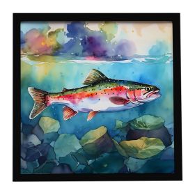 Rainbow Trout Framed Metal Print Bathroom, Kitchen, Office, Home Decor Wall Art Ready to Hang, Square, 8X8