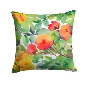 Connecticut Mountain Laurels in Watercolor Throw Pillow Machine Washable, Indoor Outdoor Decorative Pillow for Couch, Bed or Patio, 14Hx14W (Default: Default)