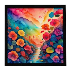 Colorful Begonias Framed Metal Print Bathroom, Kitchen, Office, Home Decor Wall Art Ready to Hang, Square, 8X8 (Default: Default)