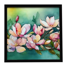 Louisiana Magnolias in Watercolor Framed Metal Print Bathroom, Kitchen, Office, Home Decor Wall Art Ready to Hang, Square, 8X8 (Default: Default)