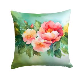 Georgia Cherokee Rose in Watercolor Throw Pillow Machine Washable, Indoor Outdoor Decorative Pillow for Couch, Bed or Patio, 18Hx18W (Default: Default)