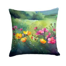 North Dakota Wild Prairie Roses in Watercolor Throw Pillow Machine Washable, Indoor Outdoor Decorative Pillow for Couch, Bed or Patio, 18Hx18W (Default: Default)