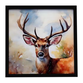Deer Framed Metal Print Bathroom, Kitchen, Office, Home Decor Wall Art Ready to Hang, Square, 8X8 (Default: Default)